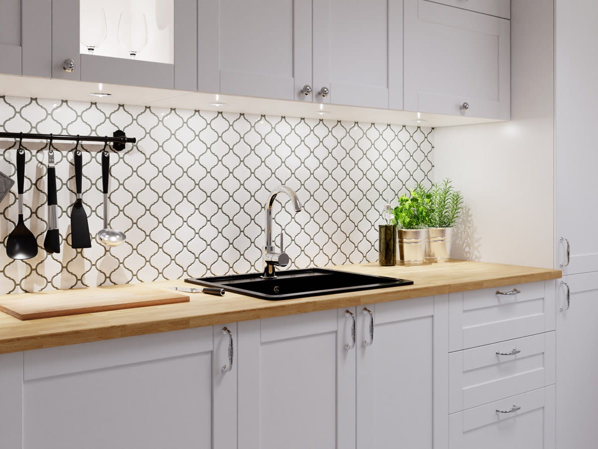 Mozaika ceramiczna  Arabeska biała white - szklanemozaiki.pl