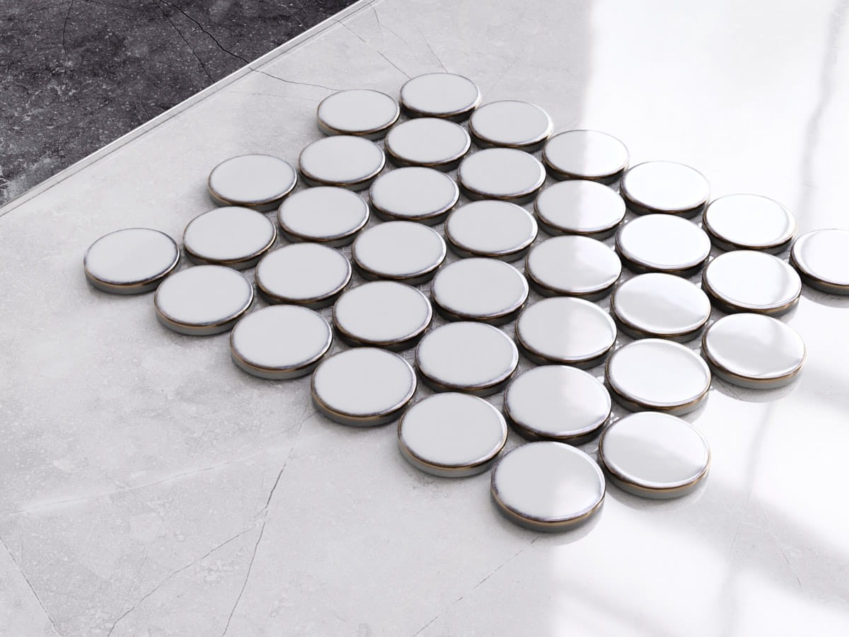 Mozaika ceramiczna Circle Dots white - szklanemozaiki.pl