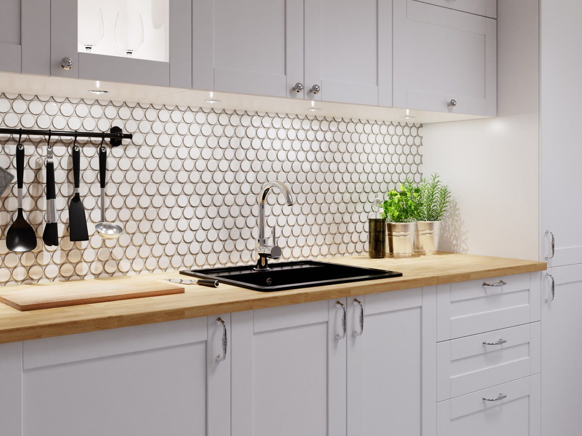 Mozaika ceramiczna Circle Dots white - szklanemozaiki.pl