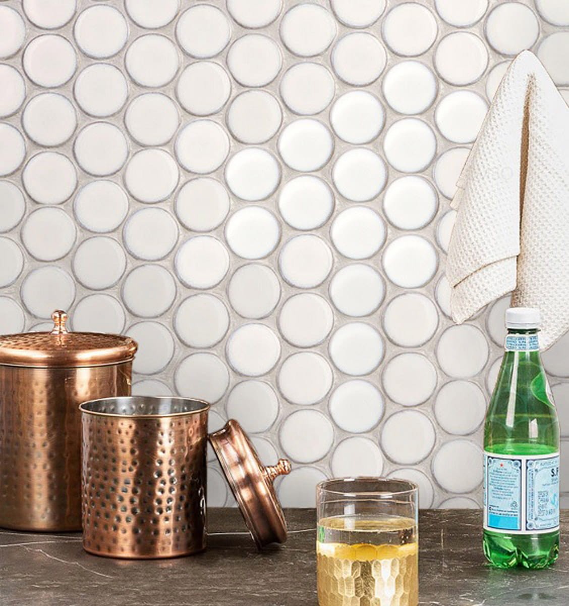 Mozaika ceramiczna Circle Dots white - szklanemozaiki.pl