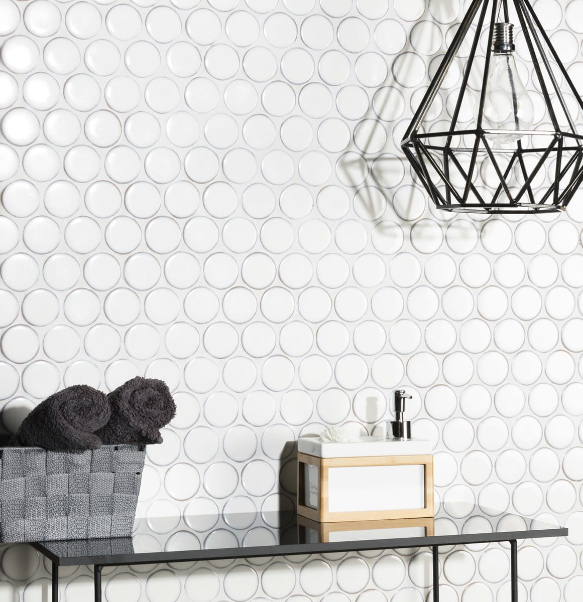Mozaika ceramiczna Circle Dots white - szklanemozaiki.pl