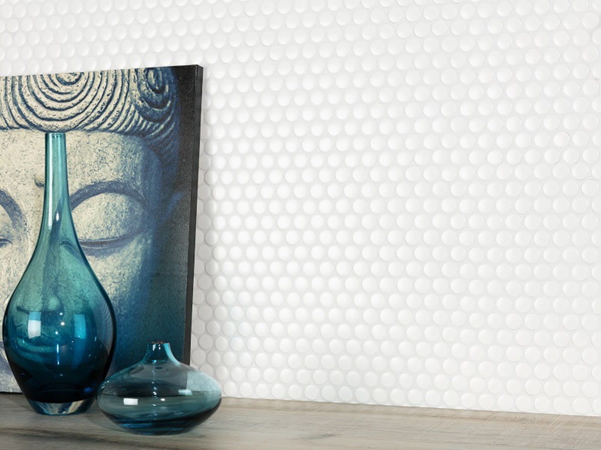 Mozaika ceramiczna Penny Dots white połysk - szklanemozaiki.pl