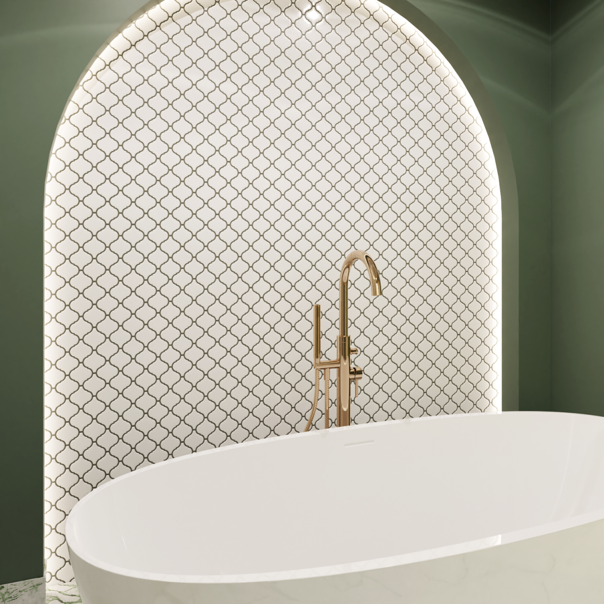 Mozaika ceramiczna  Arabeska biała white - szklanemozaiki.pl
