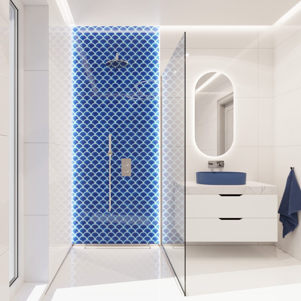 Mozaika ceramiczna Fish Scale Royal Blue Niebieska - szklanemozaiki.pl