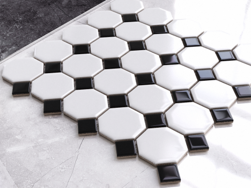 MOZAIKA CERAMICZNA OCTAGON WHITE CLASSIC MATOWA