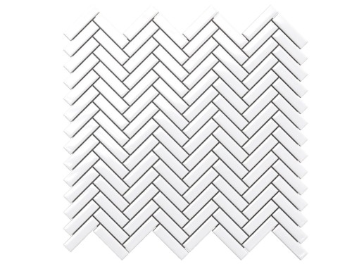 MOZAIKA CERAMICZNA MINI CHEVRON JODEŁKA WHITE POŁYSK