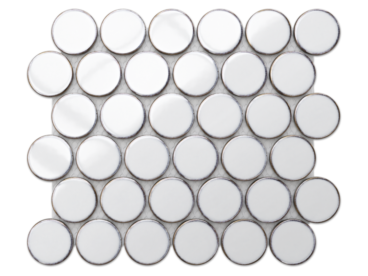 Mozaika ceramiczna Circle Dots white - szklanemozaiki.pl