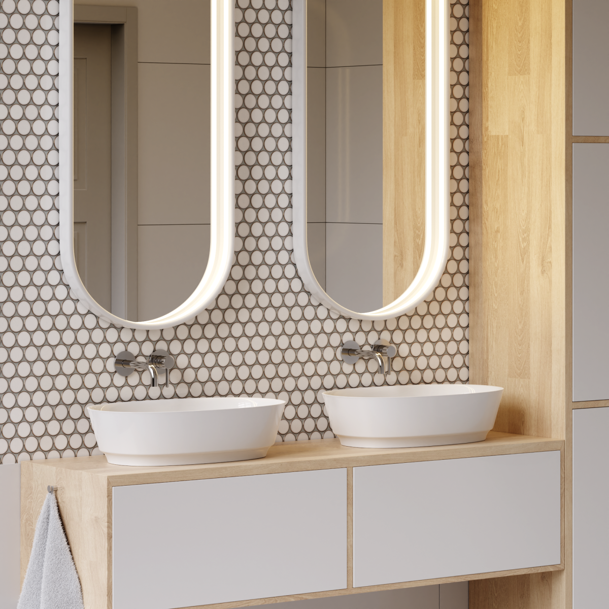 Mozaika ceramiczna Circle Dots white - szklanemozaiki.pl