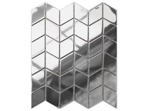 MOZAIKA SZKLANA CHEVRON ROMB SILVER SREBRNA CHROM METALIC