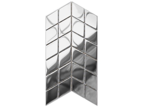 MOZAIKA SZKLANA DOUBLE CHEVRON ROMB SILVER SREBRNA CHROM METALIC