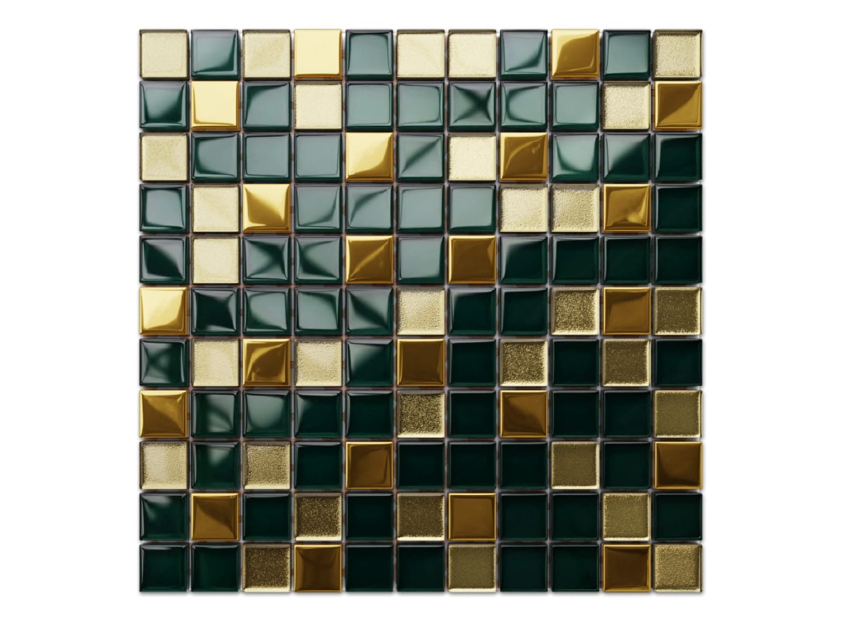MOZAIKA SZKLANA ZŁOTA ZIELONA GOLD AGAT 30x30cm 8mm – dekoracyjne do wnętrz – Szklane Mozaiki