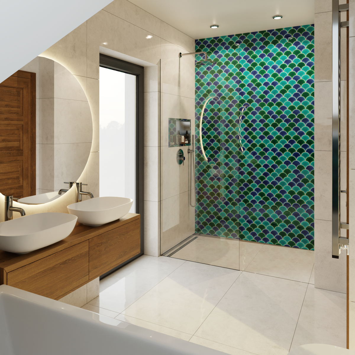 Mozaika ceramiczna Fish Scale Blue Ocean Mix - szklanemozaiki.pl