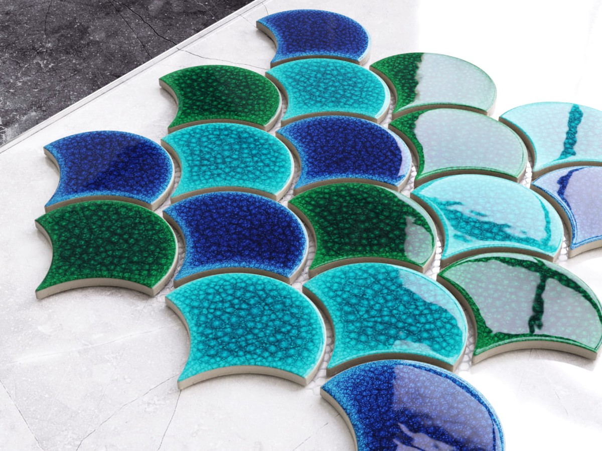Mozaika ceramiczna Fish Scale Blue Ocean Mix - szklanemozaiki.pl