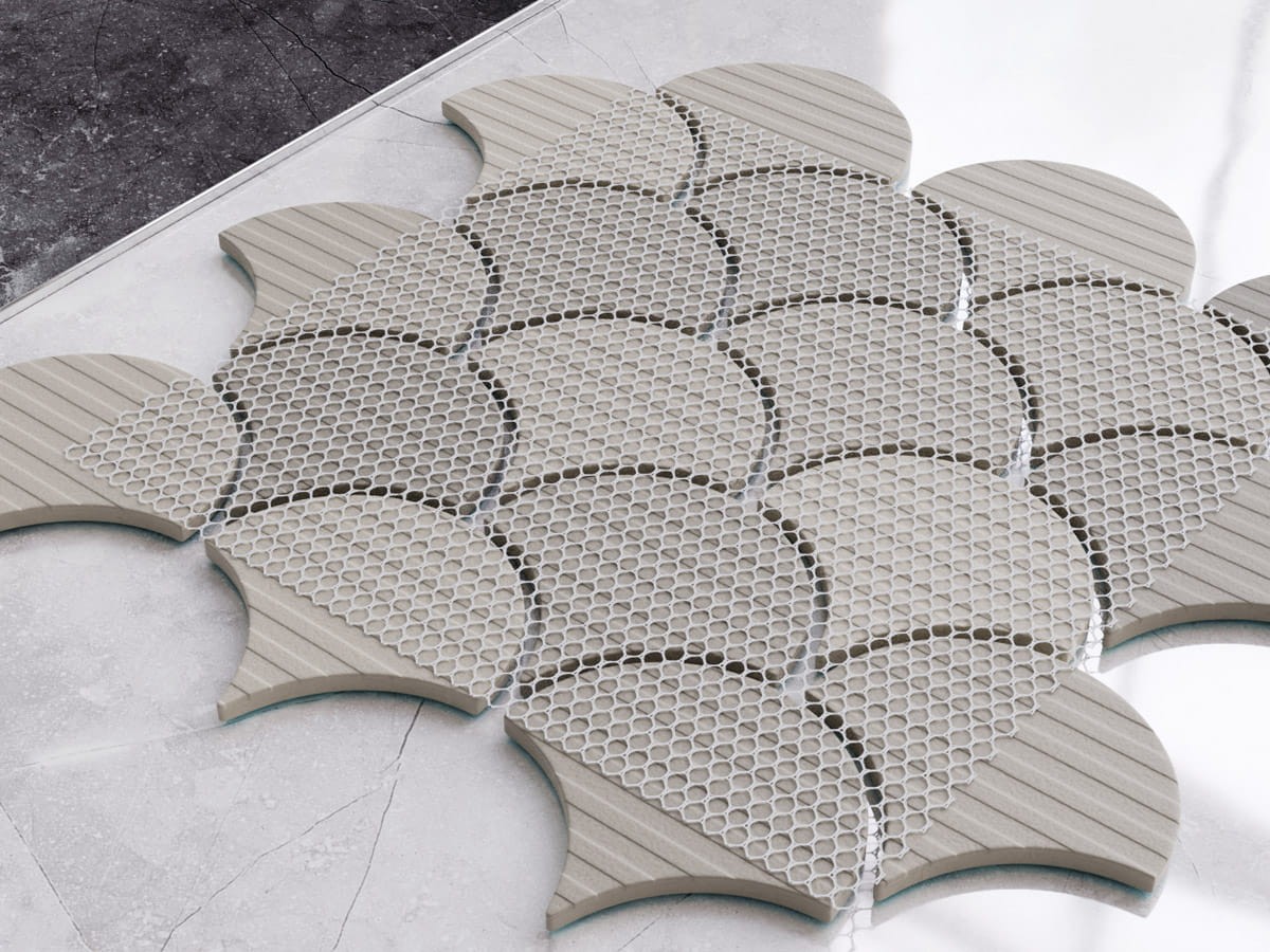MOZAIKA CERAMICZNA FISH SCALE WHITE CREME – dekoracyjne do wnętrz – Szklane Mozaiki