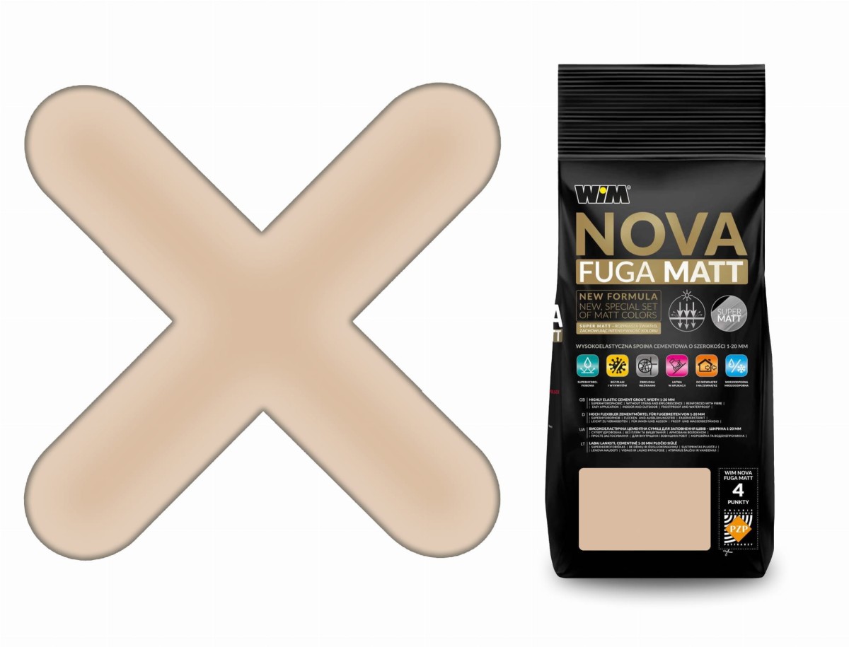 FUGA cementowa NOVA MATT wysokoelastyczna CAPPUCINO – dekoracyjne do wnętrz – Szklane Mozaiki