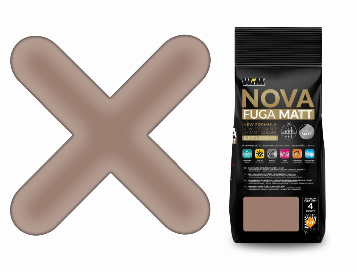 FUGA cementowa NOVA MATT wysokoelastyczna MOCHA – dekoracyjne do wnętrz – Szklane Mozaiki