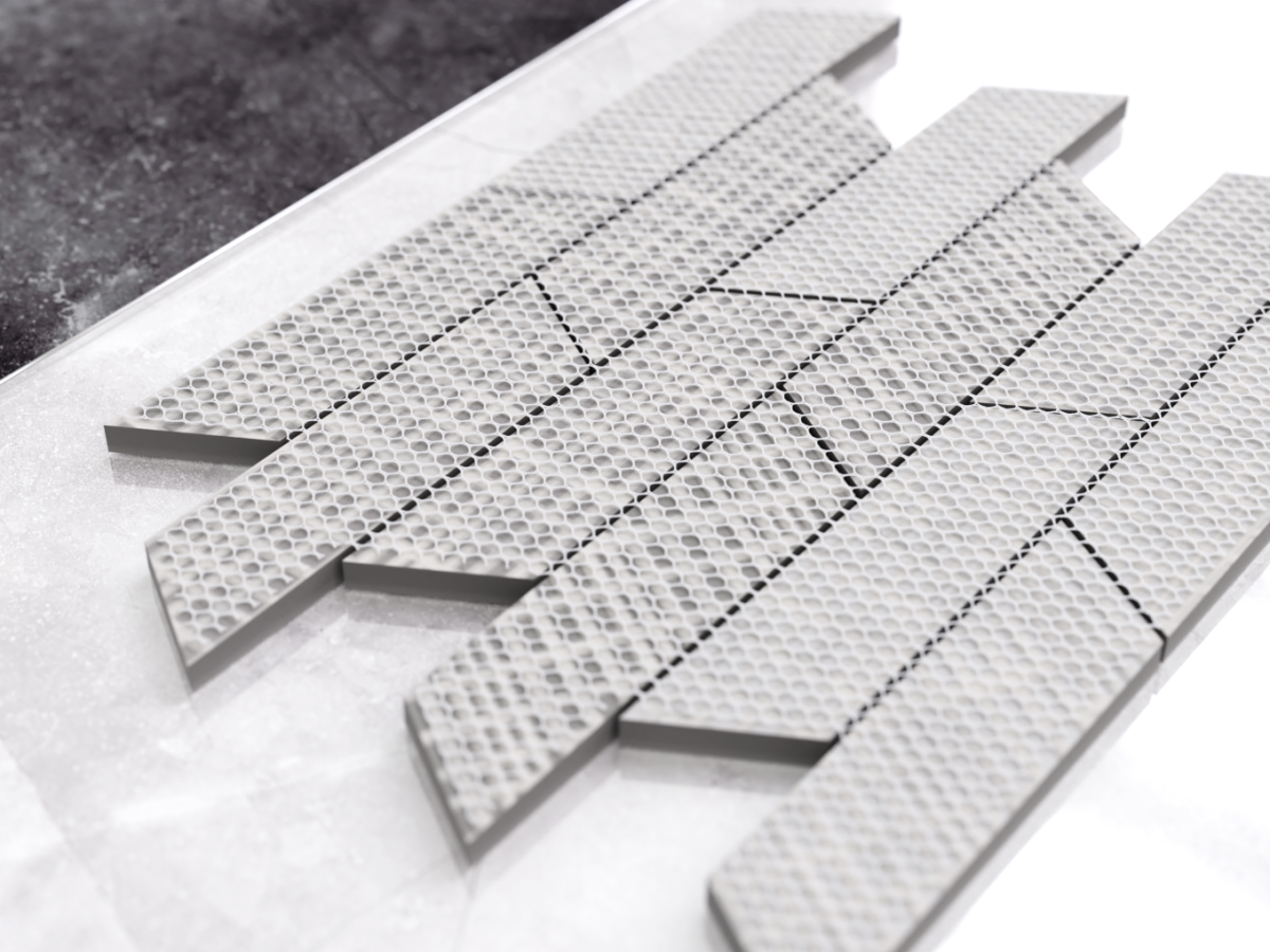 MOZAIKA CERAMICZNA CHEVRON STORM ALASKA WHITE – dekoracyjne do wnętrz – Szklane Mozaiki