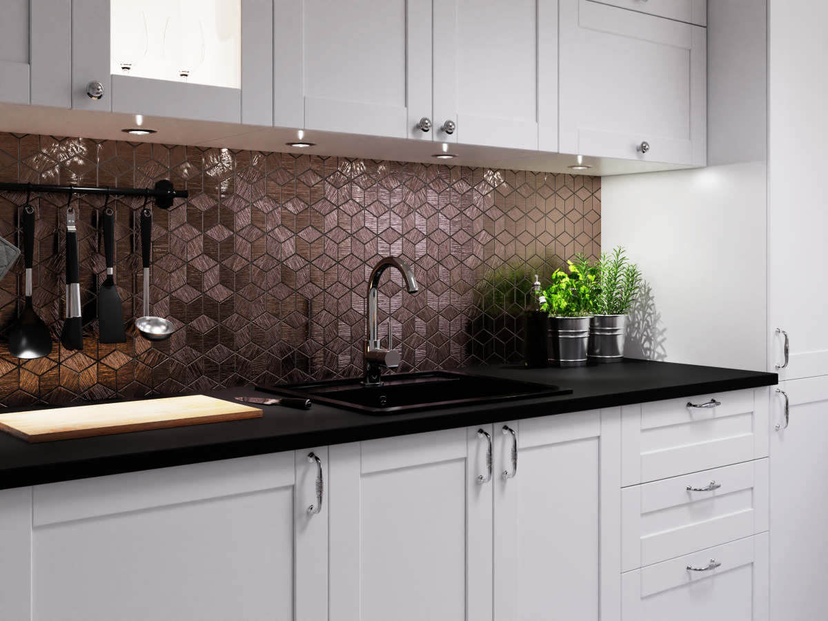 MOZAIKA SZKLANA ROMB DIAMOND COPPER BROWN METALIC – dekoracyjne do wnętrz – Szklane Mozaiki
