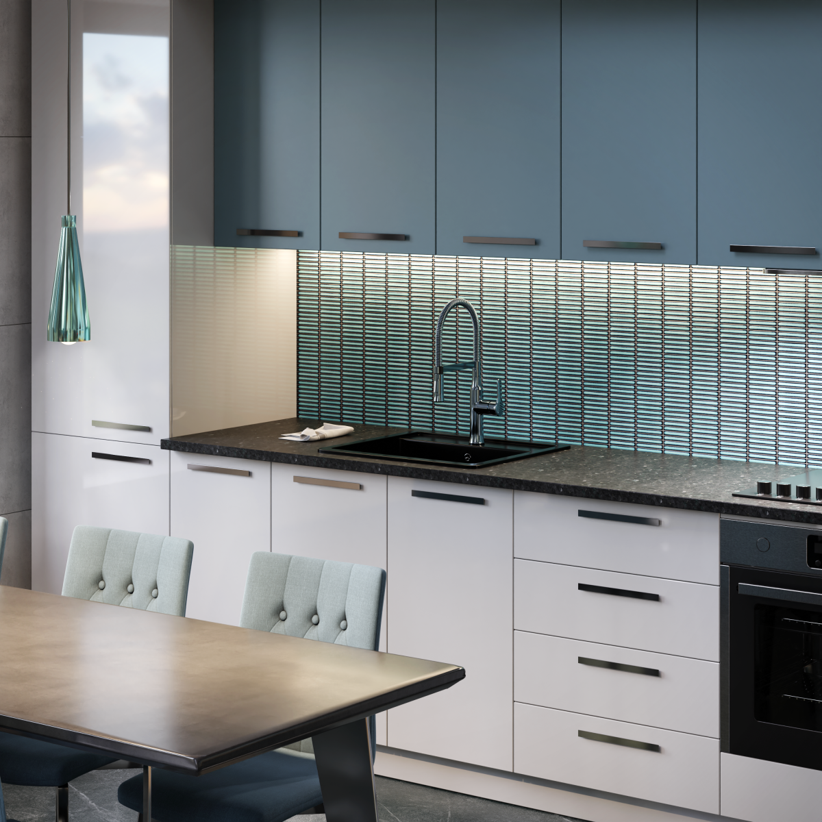 MOZAIKA CERAMICZNA MINI PIANO ATLANTIC BLUE POŁYSK – dekoracyjne do wnętrz – Szklane Mozaiki