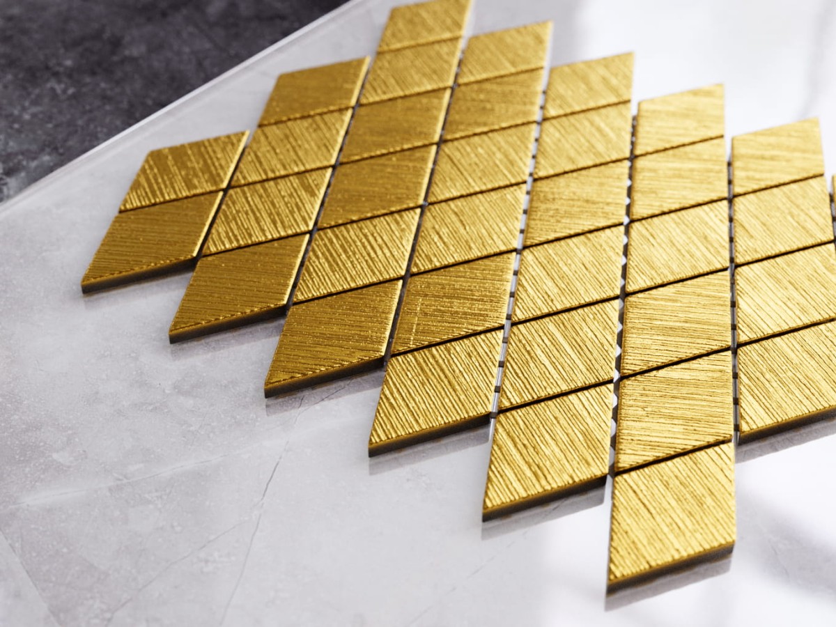 MOZAIKA SZKLANA ROMB KARO ZŁOTA GOLD STRUKTURA – dekoracyjne do wnętrz – Szklane Mozaiki