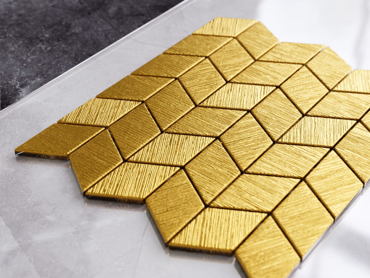 MOZAIKA SZKLANA ROMB CHEVRON ZŁOTA GOLD STRUKTURA – dekoracyjne do wnętrz – Szklane Mozaiki