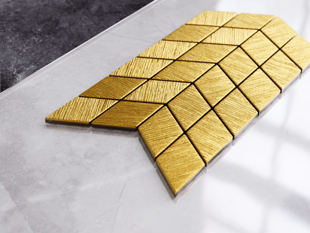 MOZAIKA SZKLANA ROMB DOUBLE CHEVRON ZŁOTA GOLD STRUKTURA – dekoracyjne do wnętrz – Szklane Mozaiki