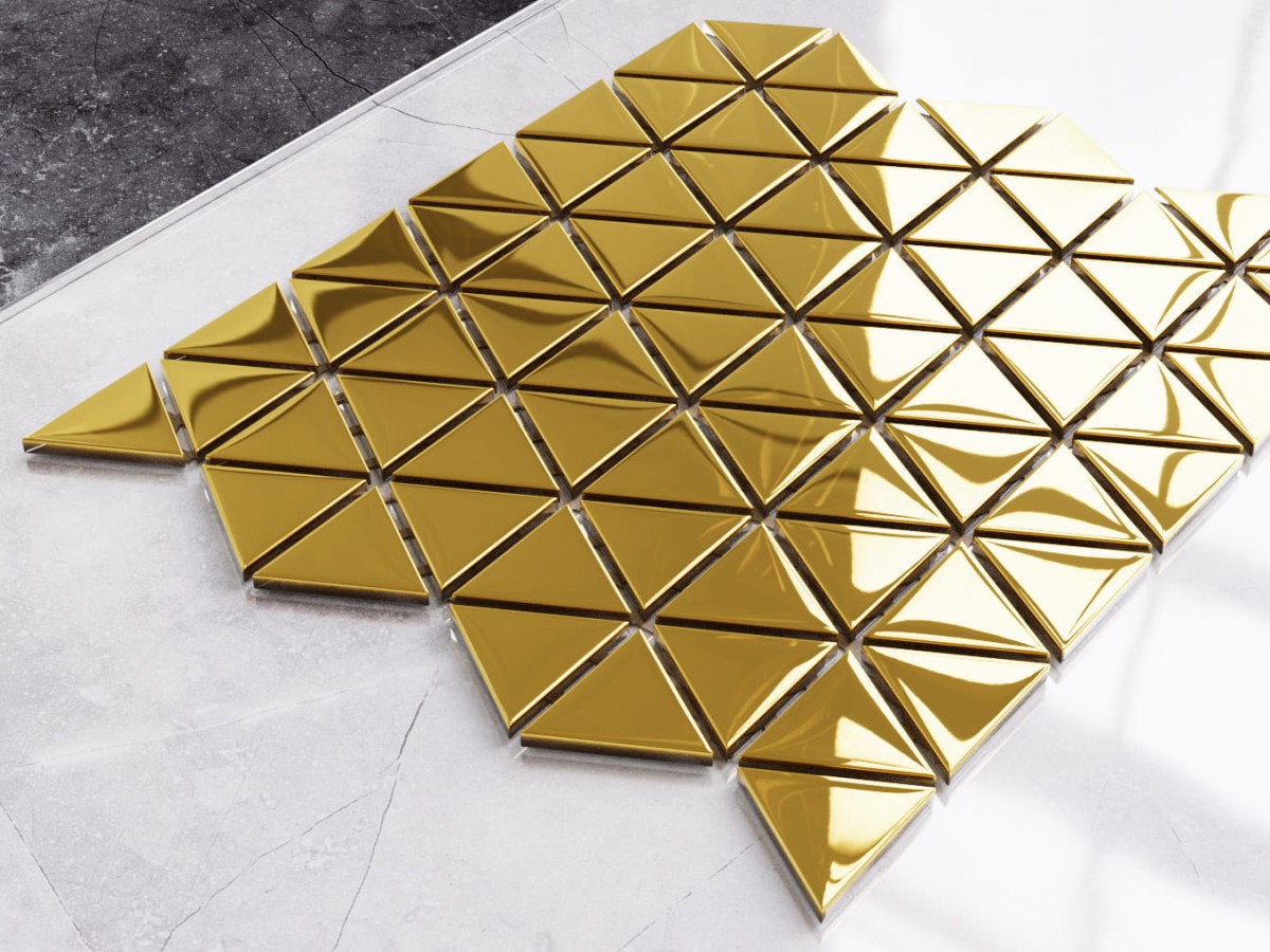 MOZAIKA SZKLANA TRIANGLE BLANKET ZŁOTA GOLD – dekoracyjne do wnętrz – Szklane Mozaiki