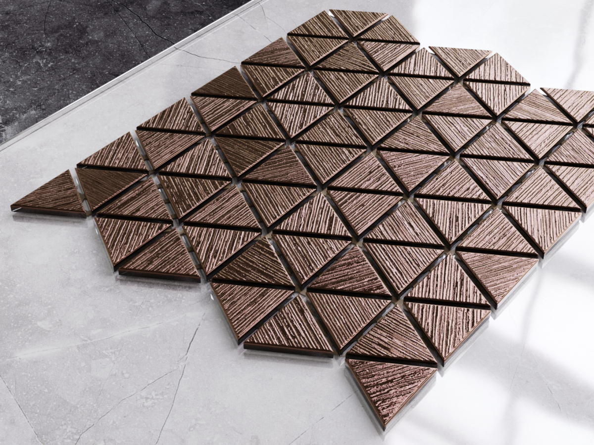 MOZAIKA SZKLANA TRIANGLE BLANKET COPPER BROWN – dekoracyjne do wnętrz – Szklane Mozaiki