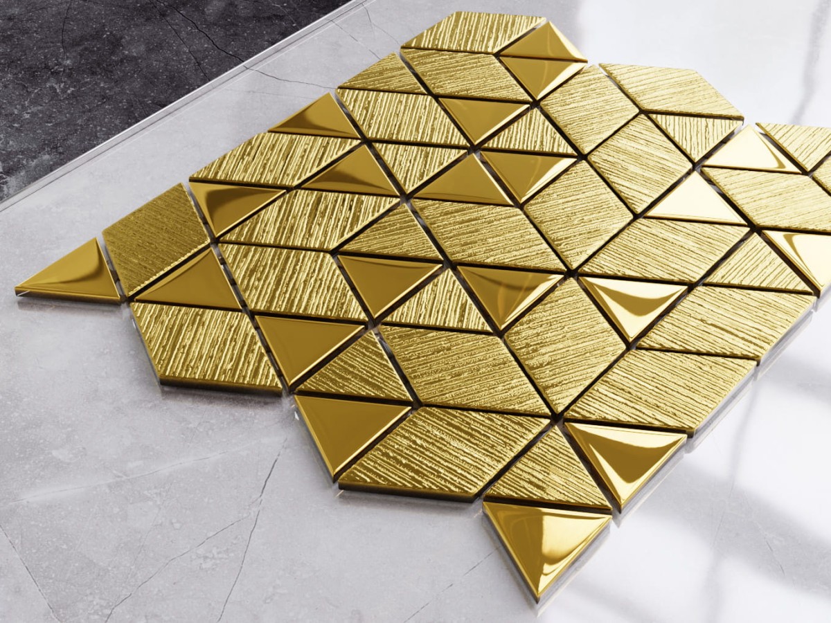 MOZAIKA SZKLANA TRIANGLE DIAMOND ZŁOTA GOLD - sklep Szklane Mozaiki