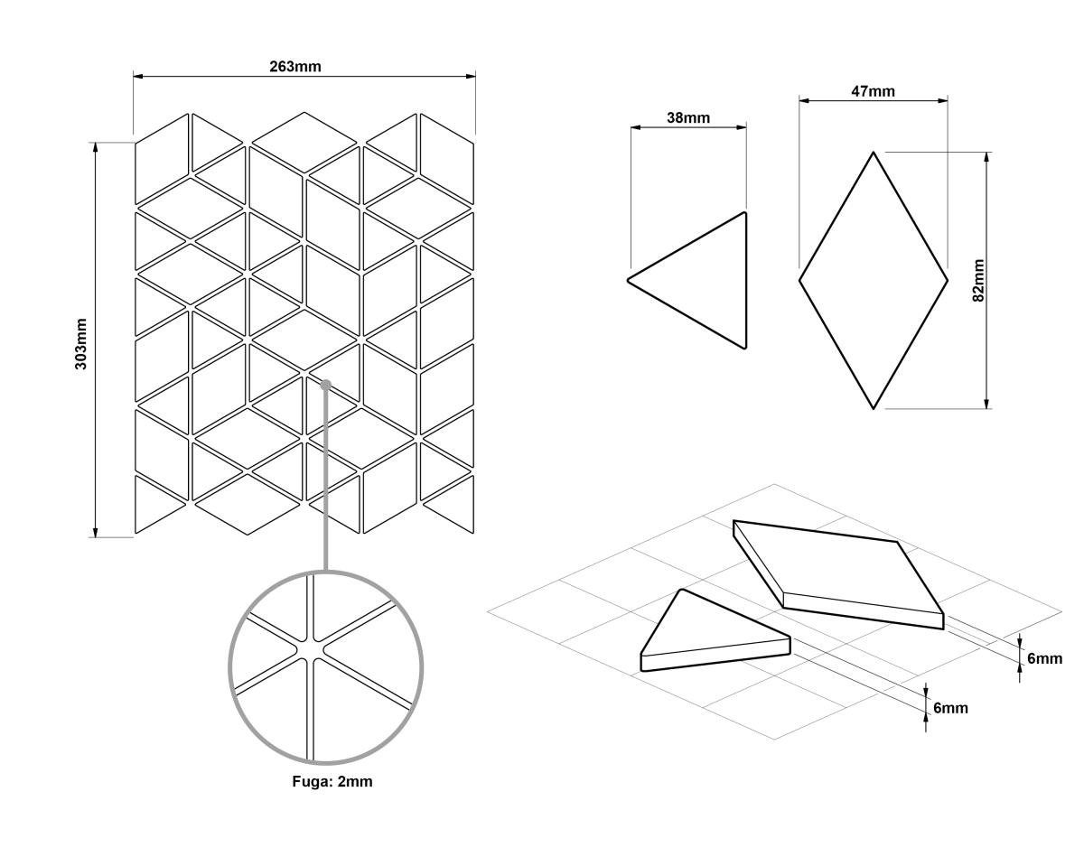 MOZAIKA SZKLANA TRIANGLE DIAMOND SILVER SREBRNA – dekoracyjne do wnętrz – Szklane Mozaiki