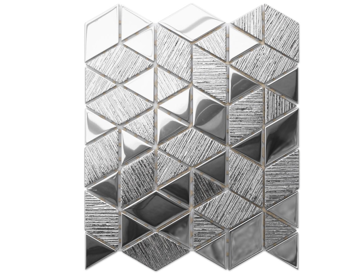 MOZAIKA SZKLANA TRIANGLE DIAMOND SILVER SREBRNA – dekoracyjne do wnętrz – Szklane Mozaiki