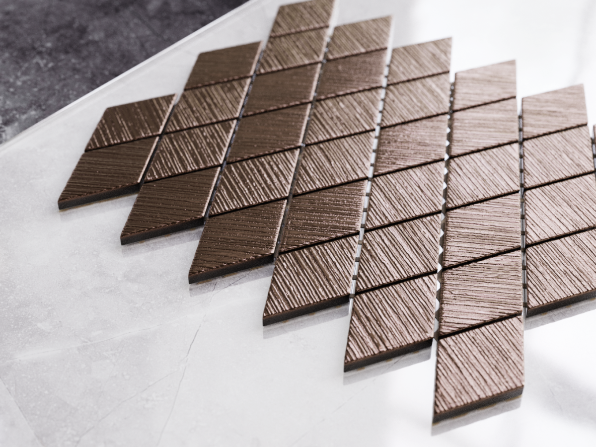 MOZAIKA SZKLANA ROMB KARO COPPER BROWN METALIC – dekoracyjne do wnętrz – Szklane Mozaiki