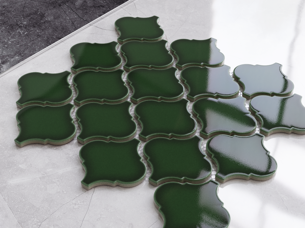 Mozaika ceramiczna Arabeska Deep Green szmaragdowa - szklanemozaiki.pl