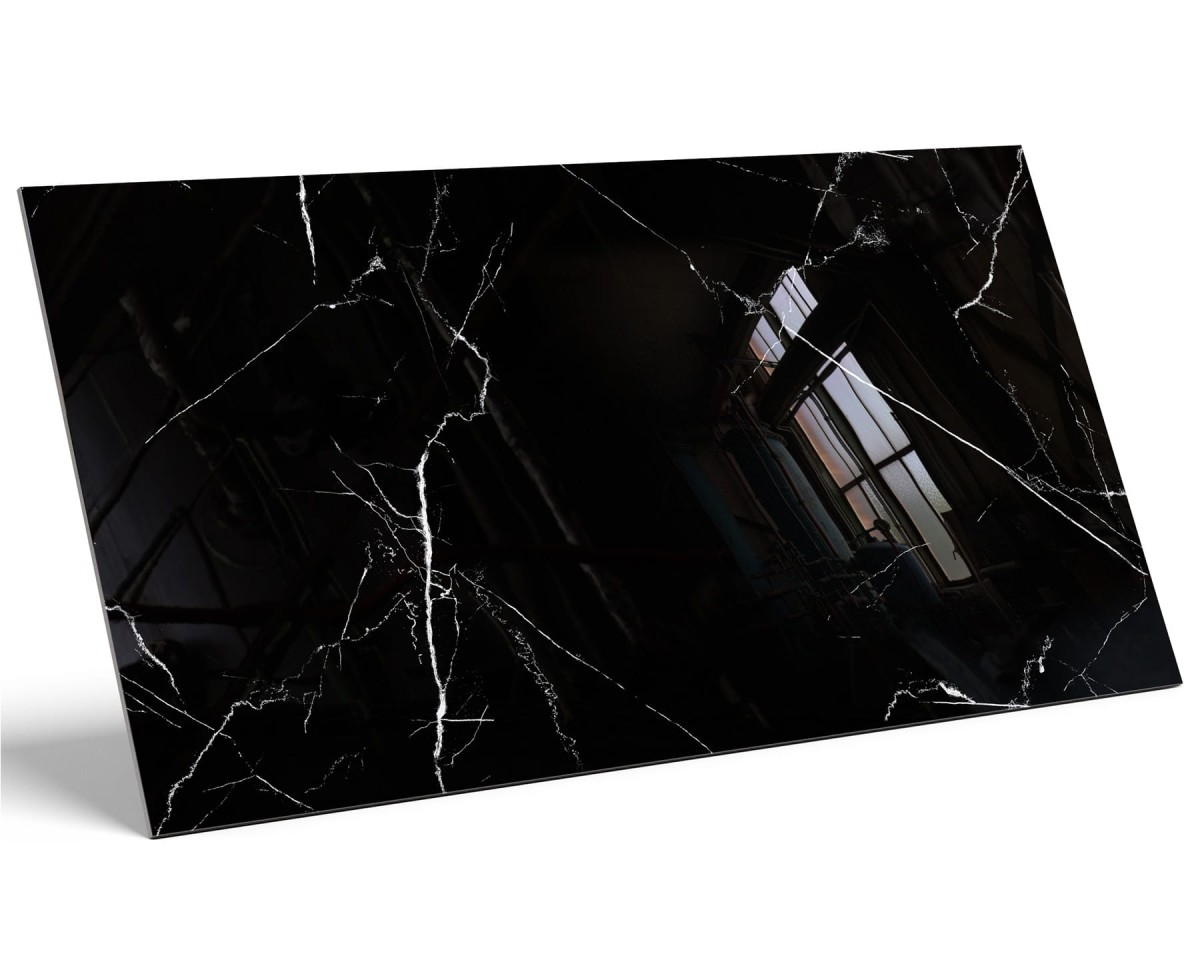 PŁYTKA REKTYFIKOWANA MAWROS CZARNY MARMUR POLER 59x119cm – dekoracyjne do wnętrz – Szklane Mozaiki
