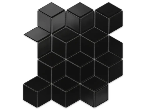 MOZAIKA GRESOWA DIAMOND ROMB CZARNA MATOWA