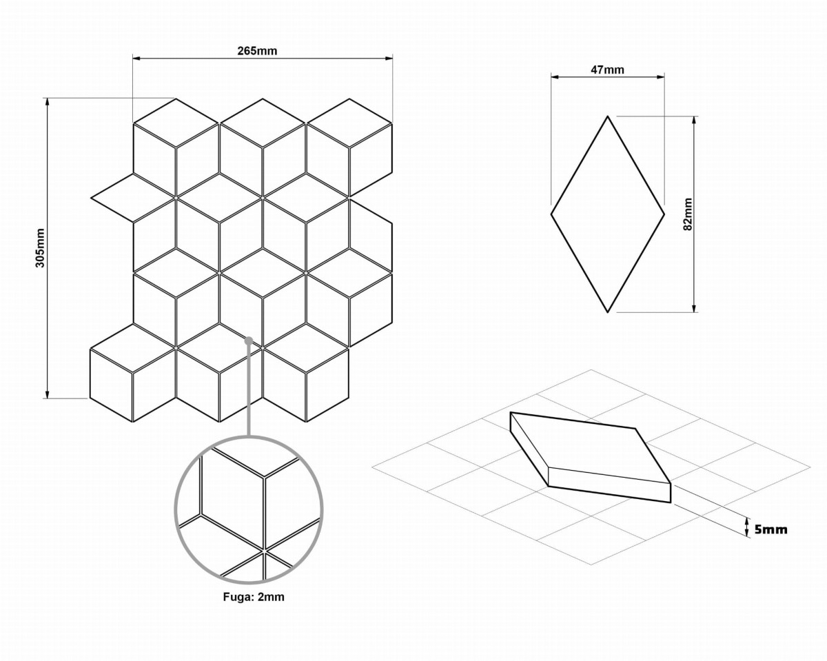 MOZAIKA CERAMICZNA DIAMOND ROMB BIAŁA MATOWA – dekoracyjne do wnętrz – Szklane Mozaiki