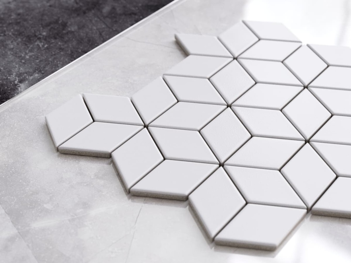 MOZAIKA CERAMICZNA DIAMOND ROMB BIAŁA MATOWA – dekoracyjne do wnętrz – Szklane Mozaiki