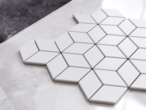 MOZAIKA CERAMICZNA DIAMOND ROMB BIAŁA MATOWA