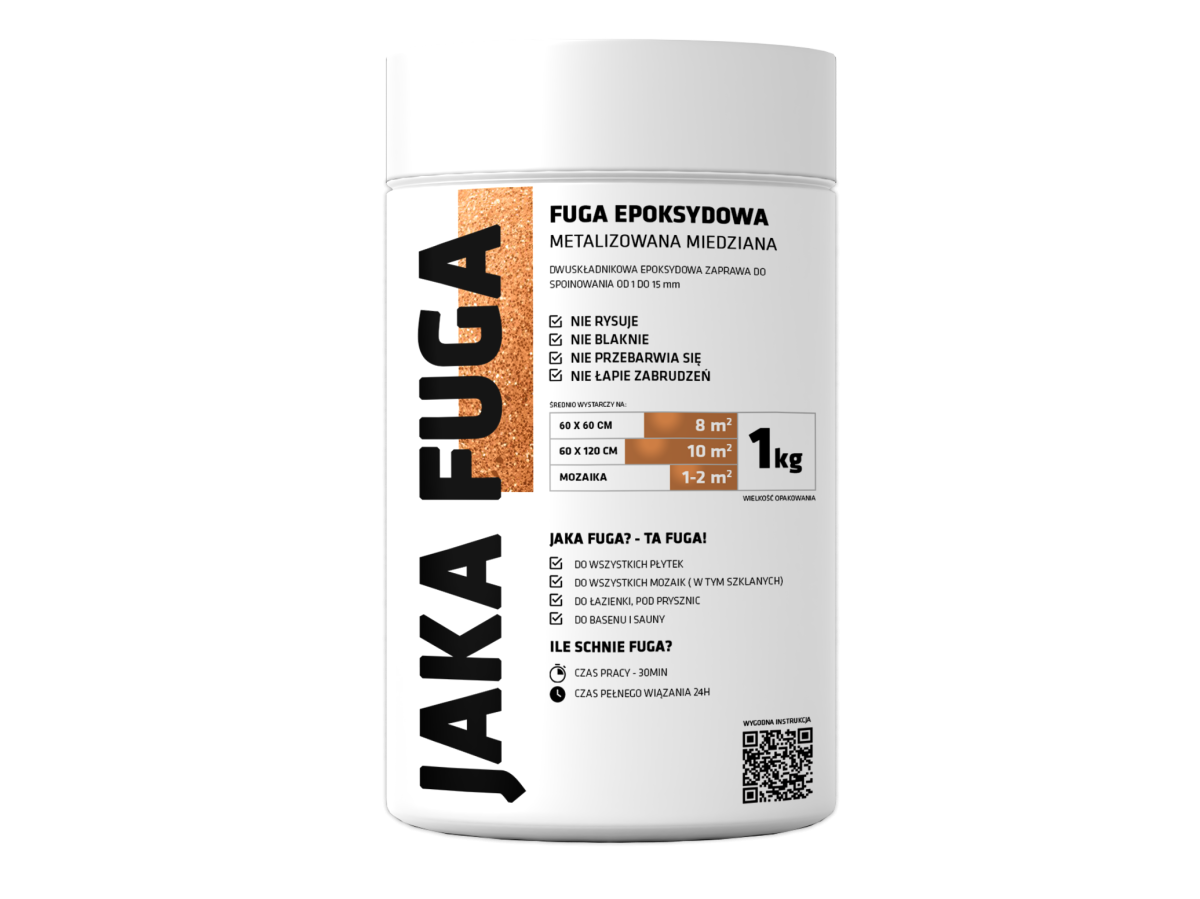 JAKA FUGA | epoksydowa metalizowana FUGA MIEDZIANA 1kg – dekoracyjne do wnętrz – Szklane Mozaiki
