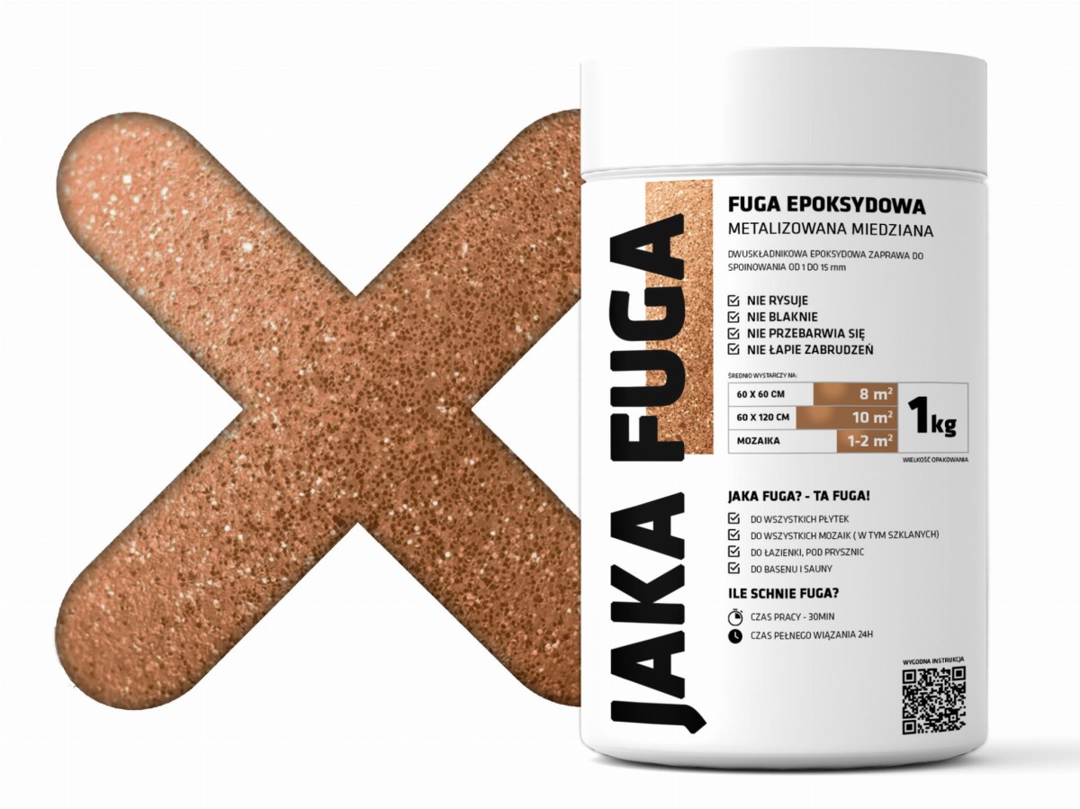 JAKA FUGA | epoksydowa metalizowana FUGA MIEDZIANA 1kg – dekoracyjne do wnętrz – Szklane Mozaiki