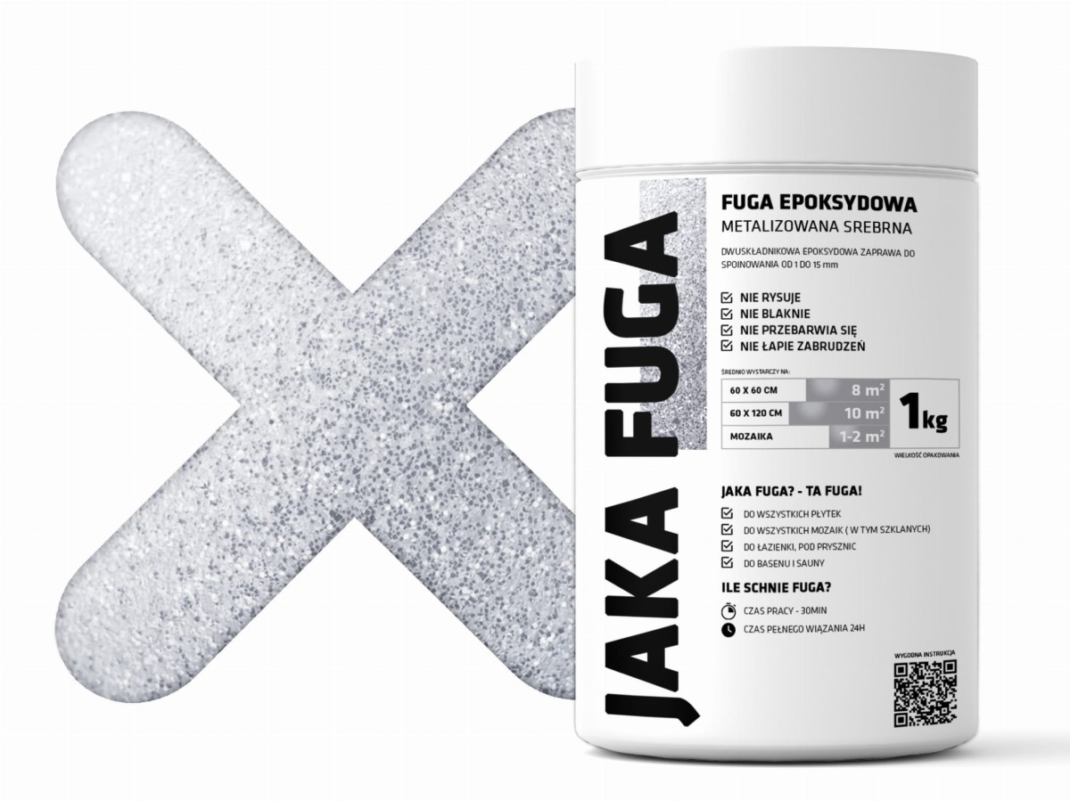 JAKA FUGA |  epoksydowa metalizowana FUGA SREBRNA SILVER 1kg – dekoracyjne do wnętrz – Szklane Mozaiki