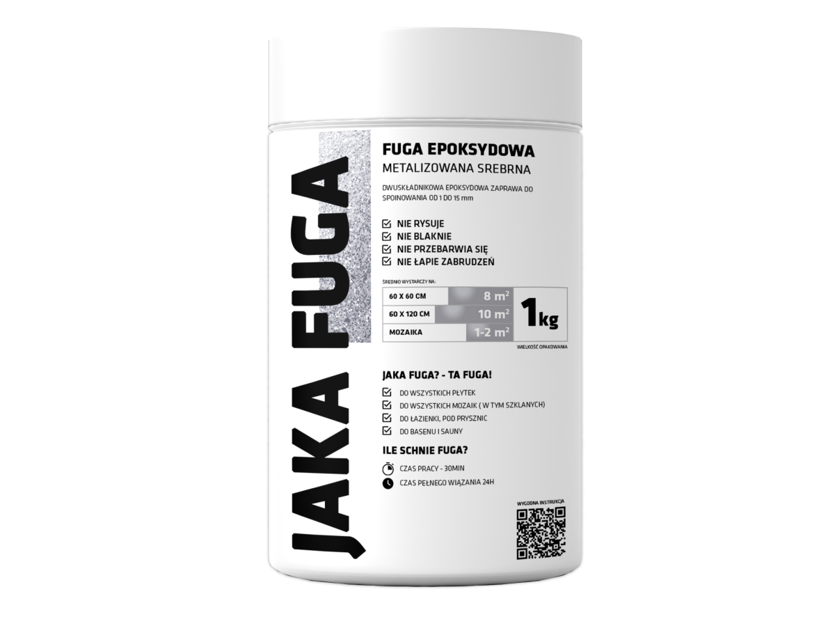 JAKA FUGA |  epoksydowa metalizowana FUGA SREBRNA SILVER 1kg – dekoracyjne do wnętrz – Szklane Mozaiki