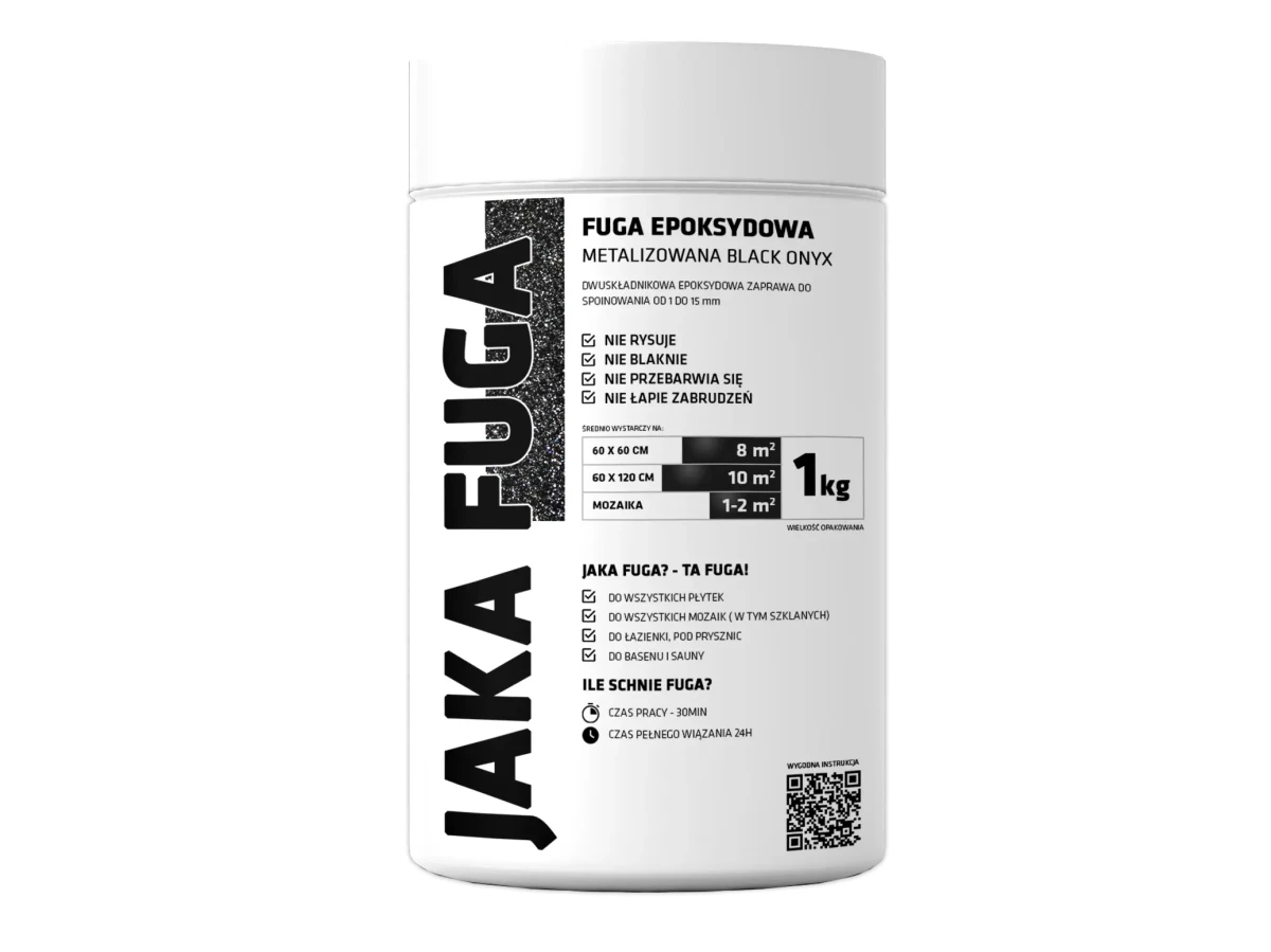 JAKA FUGA | epoksydowa metalizowana FUGA CZARNA ONYX 1kg – dekoracyjne do wnętrz – Szklane Mozaiki