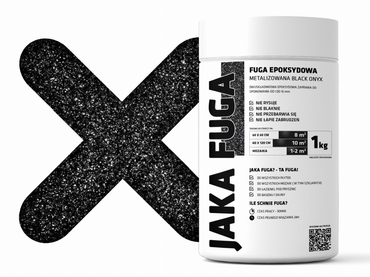 JAKA FUGA | epoksydowa metalizowana FUGA CZARNA ONYX 1kg – dekoracyjne do wnętrz – Szklane Mozaiki