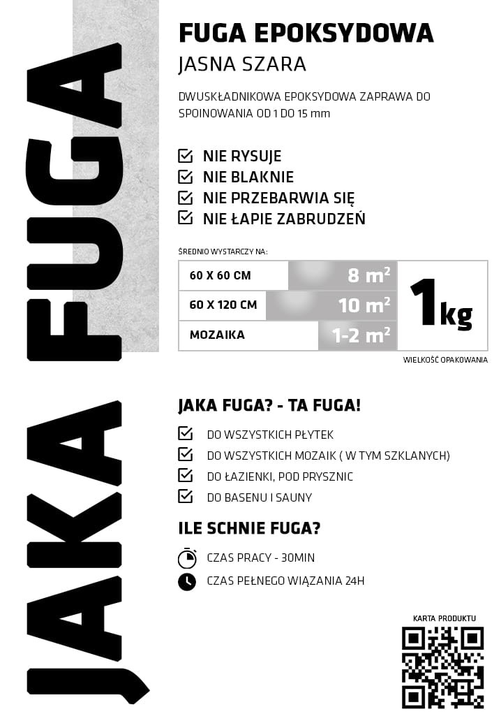 JAKA FUGA | epoksydowa FUGA JASNA SZARA do płytek i mozaik – dekoracyjne do wnętrz – Szklane Mozaiki