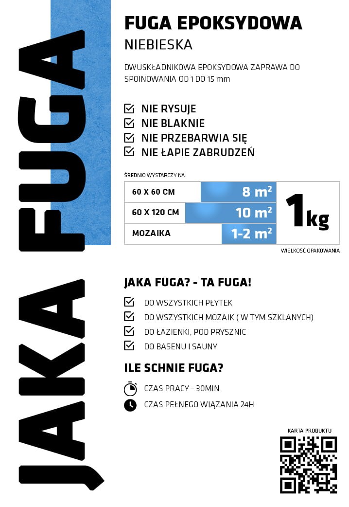 JAKA FUGA | epoksydowa FUGA NIEBIESKA do płytek i mozaik – dekoracyjne do wnętrz – Szklane Mozaiki