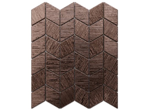 MOZAIKA SZKLANA CHEVRON ROMB COPPER ROSE METALIC STRUKTURA
