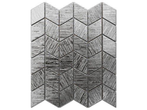 MOZAIKA SZKLANA CHEVRON ROMB SILVER SREBRNA CHROM METALIC STRUKTURA