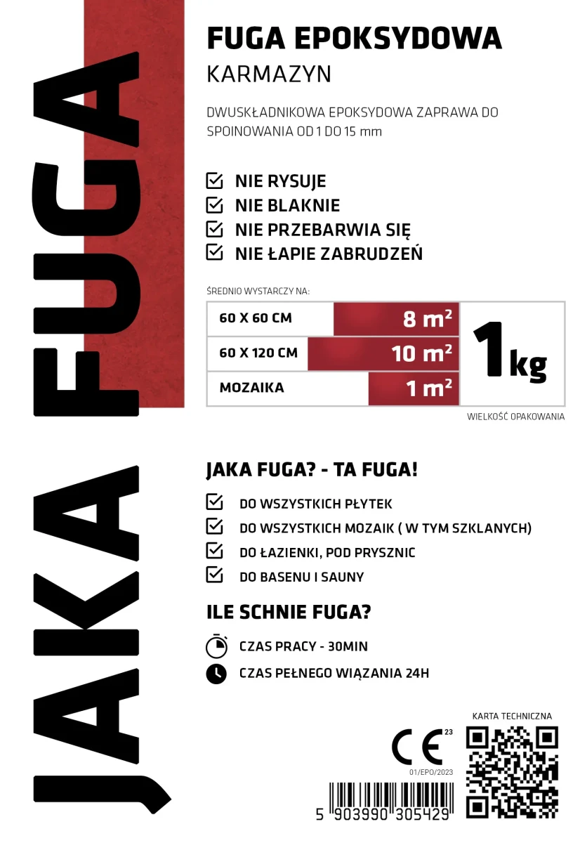 JAKA FUGA | epoksydowa FUGA KARMAZYN czerwona do płytek i mozaik – dekoracyjne do wnętrz – Szklane Mozaiki