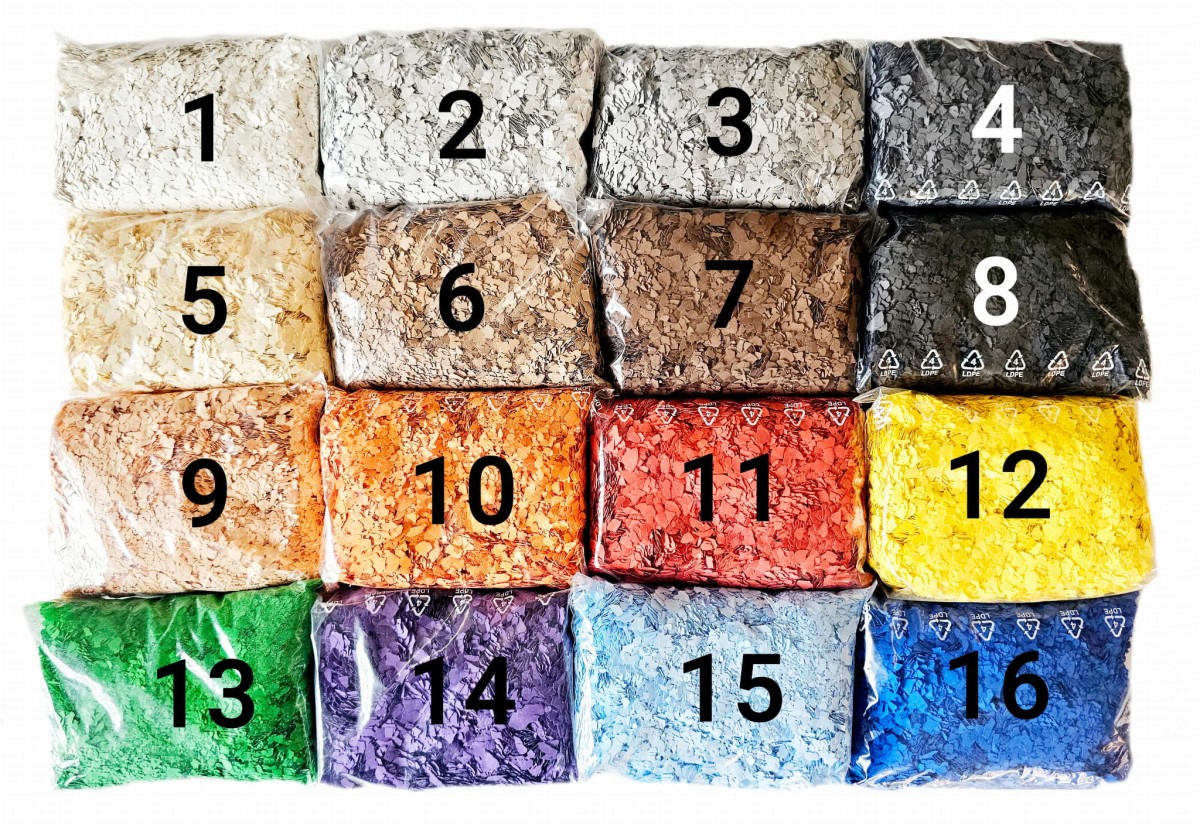 PŁATKI DEKORACYJNE DO POSADZKI ANTYPOŚLIZGOWE 100g / 10m2 – dekoracyjne do wnętrz – Szklane Mozaiki